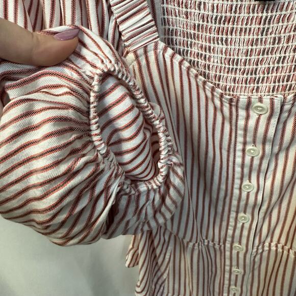 Cabi Carnival Top Puff Sleeve Smocked Back Long Sleeve Striped #5890 Medium - Picture 4 of 8